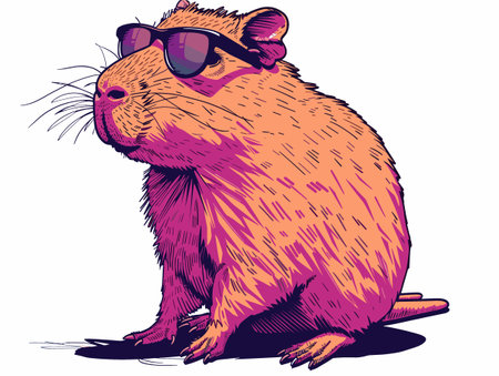 Hamster with sunglasses. Vector illustration of a hamster on a white background.のイラスト素材