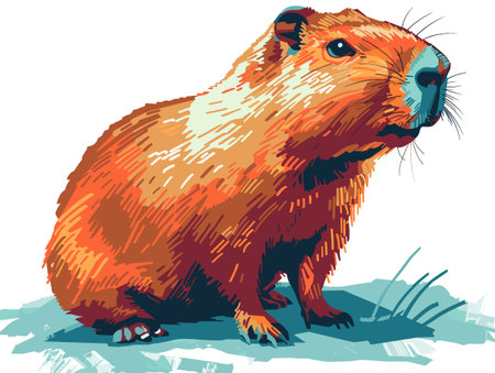 Vector image of a beaver on a white background. Vector illustrationのイラスト素材