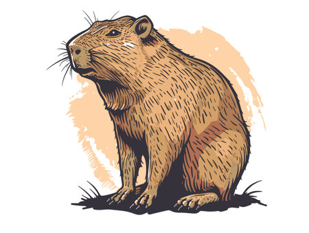 Cute beaver. Vector hand drawn illustration on white background.のイラスト素材