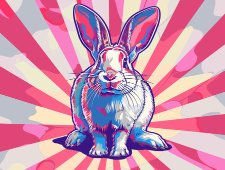 Rabbit on a colorful background. Vector illustration of a rabbit.のイラスト素材