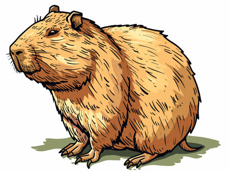 Capybara on a white background. Vector illustration of a rodent.のイラスト素材