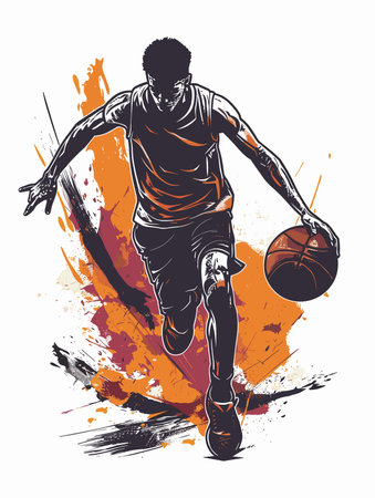 Handsome Strong Sportsman - Vector Illustration in Grunge Abstract Styleのイラスト素材