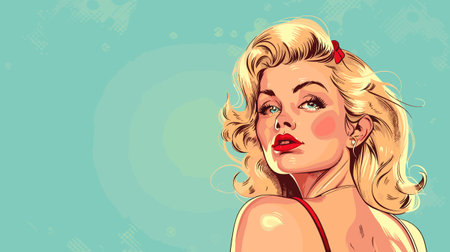 Beautiful blonde woman vector illustration in retro style pin up pop artのイラスト素材