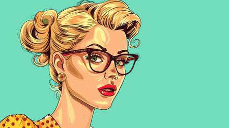 Pin Up Pop Art Portrait Attractive Blonde Woman Vector Illustrationのイラスト素材