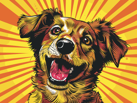 Portrait of a happy dog. Vector illustration in retro style.のイラスト素材