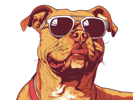 Portrait of a dog with sunglasses. Vector illustration on white background.のイラスト素材