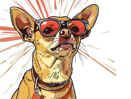 A dog wearing sunglasses and a collarのイラスト素材
