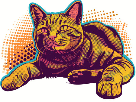 Red Tabby Cat Vector Illustration in Pop Art Styleのイラスト素材