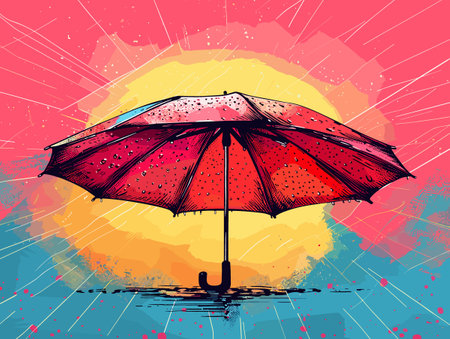 sun umbrella on colorful background summer vector illustration for your designのイラスト素材