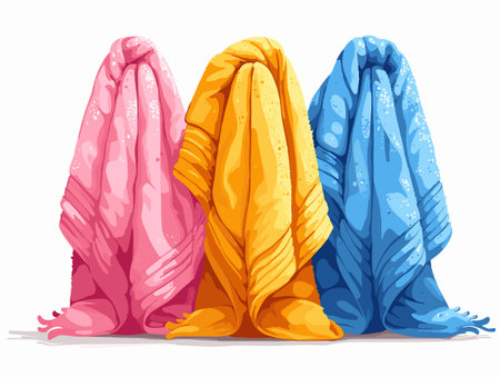 three colorful beach towels vector summer illustrationのイラスト素材