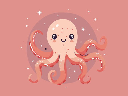 Cute cartoon octopus. Vector illustration in a flat style.のイラスト素材