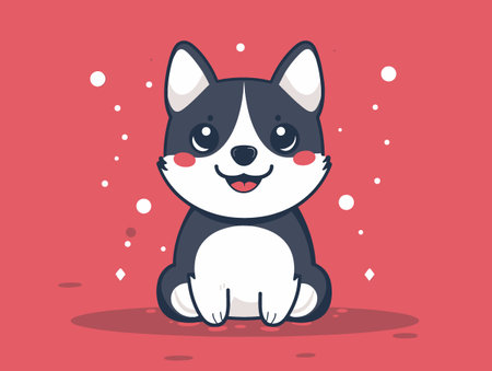Cute dog cartoon design, Kawaii expression cute character funny and emoticon theme Vector illustrationのイラスト素材