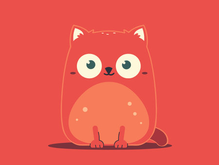 Cute cartoon owl. Vector illustration in a flat style on a red background.のイラスト素材