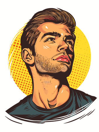 Portrait of a man in pop art style. Vector illustration.のイラスト素材