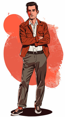 Stylish young man in casual clothes. Vector illustration in sketch style.のイラスト素材
