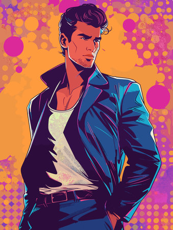 Portrait of a handsome young man in a jacket. Vector illustration.のイラスト素材