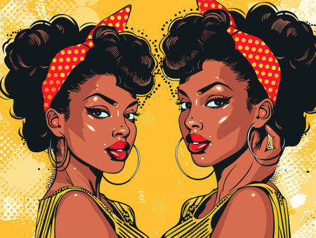 beautiful black woman vector illustration pop art retro comic styleのイラスト素材