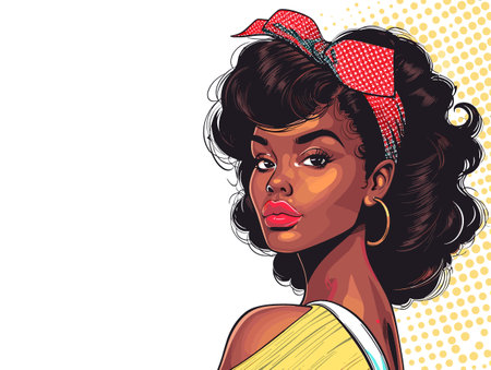 beautiful black woman vector illustration pop art retro comic styleのイラスト素材