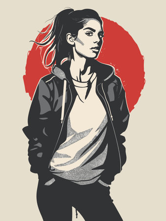 beautiful sporty woman vector abstract illustration. Healthy lifestyle conceptのイラスト素材