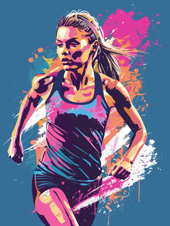 beautiful sporty woman vector abstract illustration. Healthy lifestyle conceptのイラスト素材