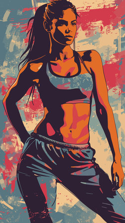 beautiful sporty woman vector abstract illustration. Healthy lifestyle conceptのイラスト素材