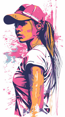 beautiful sporty woman vector abstract illustration. Healthy lifestyle conceptのイラスト素材