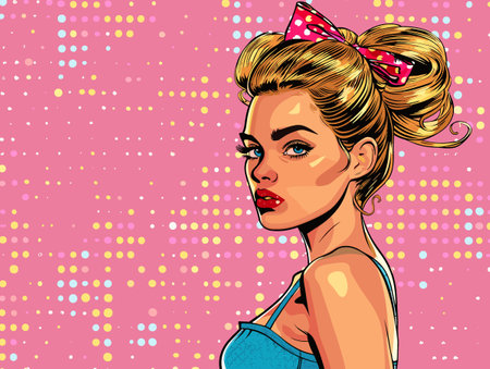 Beautiful girl in retro style. Pop art retro vector illustration.のイラスト素材