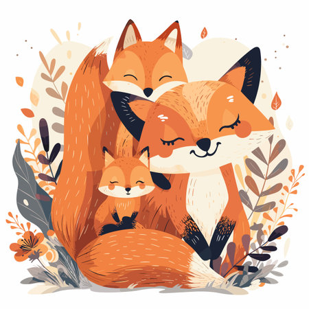 Cute foxes. Vector illustration of a cute foxes.のイラスト素材