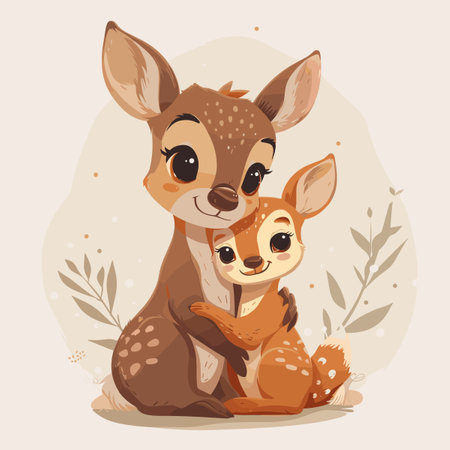 Cute little baby girl with mother. Vector illustration in cartoon style.のイラスト素材