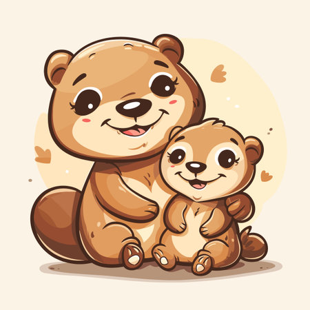 Cute cartoon baby bear and teddy bear. Vector illustration.のイラスト素材