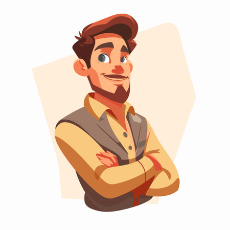 Portrait of a smiling man with crossed arms. Vector illustration.のイラスト素材
