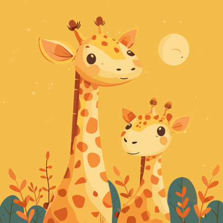Giraffe vector illustration. Cute cartoon giraffe character.のイラスト素材