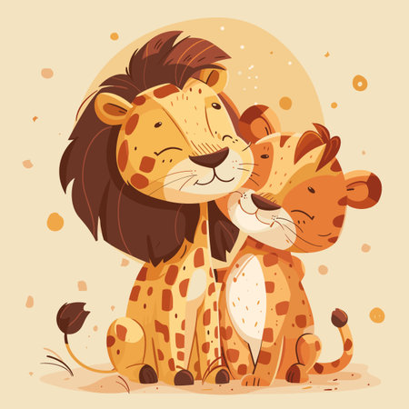 Lion and lioness. Cute cartoon vector illustration. Vector illustration.のイラスト素材
