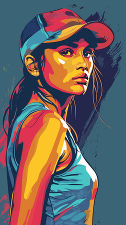 beautiful sporty woman vector abstract illustration. Healthy lifestyle concept