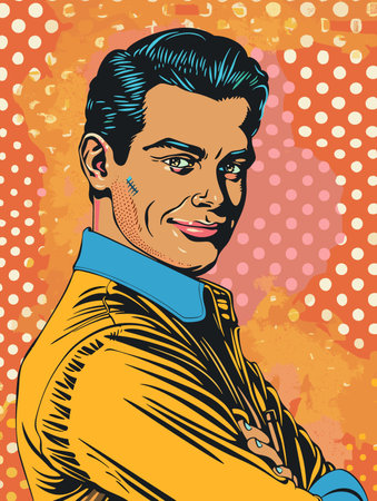 Portrait of a man in retro style. Pop art. Vector illustration.のイラスト素材