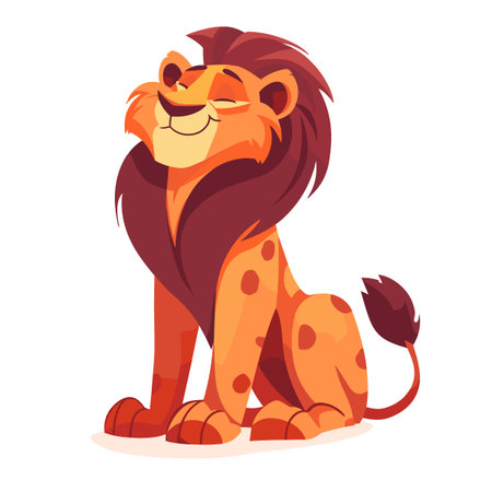 Lion cartoon character. Vector illustration isolated on a white background.のイラスト素材