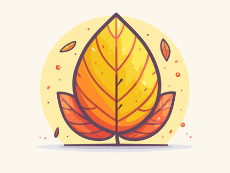 Colorful autumn leaf isolated on white background. Vector flat illustration.のイラスト素材