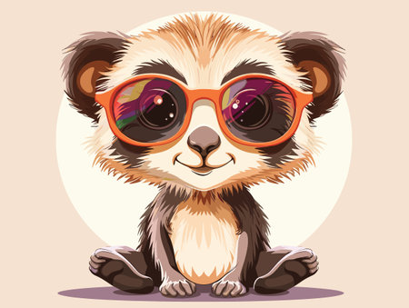 Cute panda with sunglasses vector illustration. Cartoon panda in sunglasses.のイラスト素材