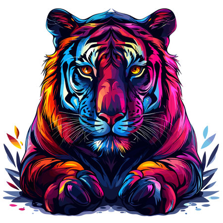 Tiger head vector illustration. Colorful tiger portrait. Vector illustration.のイラスト素材