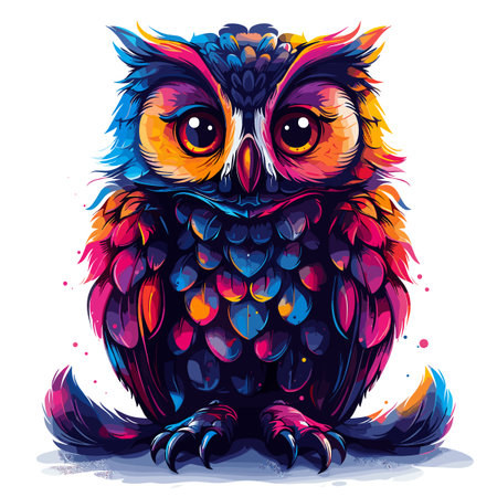 Owl colorful vector illustration isolated on white background. Vector illustration.のイラスト素材