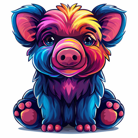 Cute cartoon pig. Vector illustration isolated on a white background.のイラスト素材