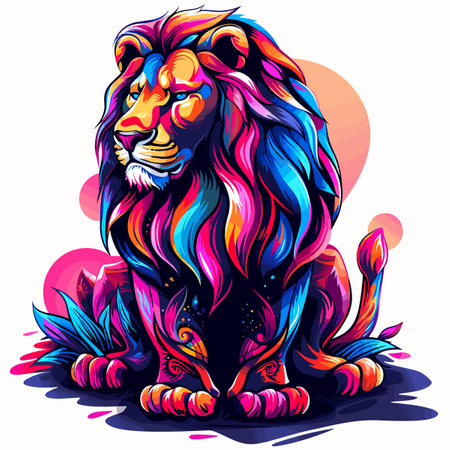 Lion. Vector illustration of a wild animal. Colorful vector illustration.のイラスト素材