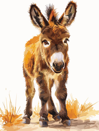Donkey on a white background. Vector illustration of a donkey.のイラスト素材