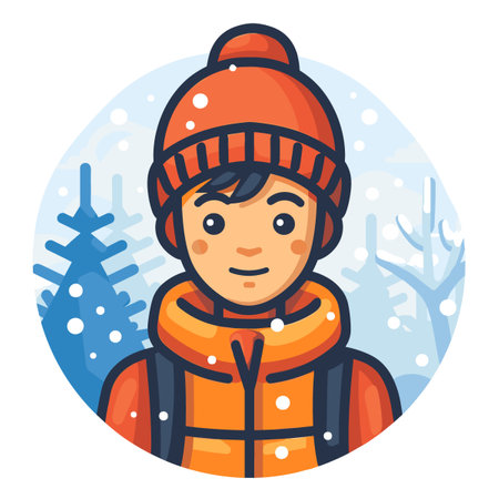 Cute boy in winter clothes. Vector illustration in a flat style.