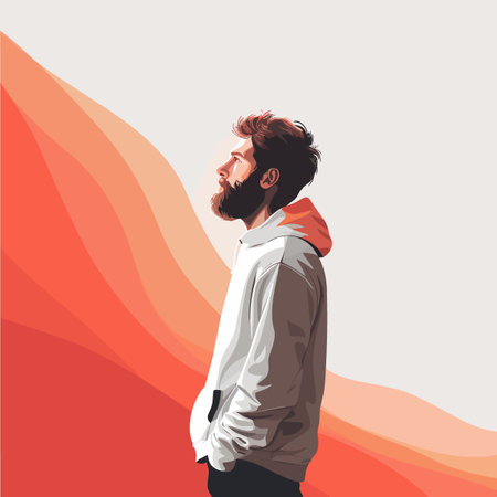 Hipster man with beard. Vector illustration of a man with a beard.