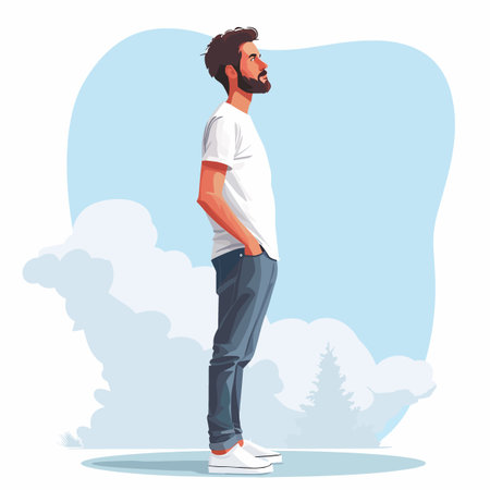 Hipster man in casual clothes. Vector illustration in cartoon style