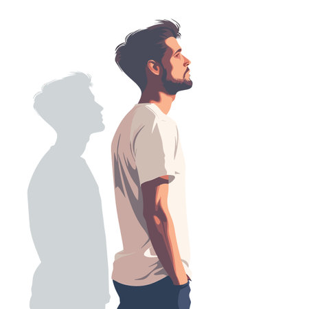 Vector illustration of a young man with a beard in a white shirtのイラスト素材