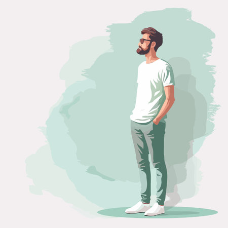 Hipster man in casual clothes. Vector illustration in cartoon styleのイラスト素材
