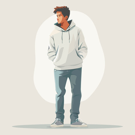 Handsome young man in casual clothes. Vector illustration in cartoon styleのイラスト素材