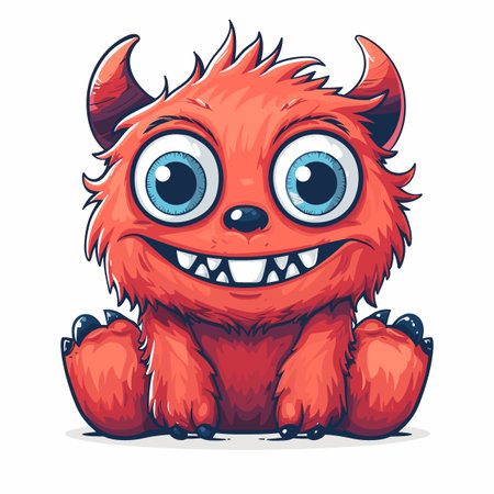Cute little red monster on white background vector illustrationのイラスト素材